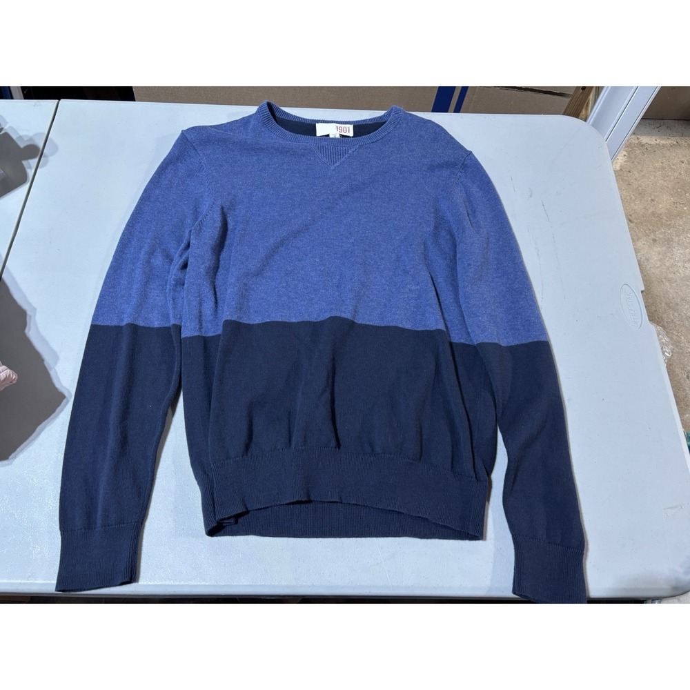 1901 Men's, Crewneck Sweater, Navy Color‎ Block M
